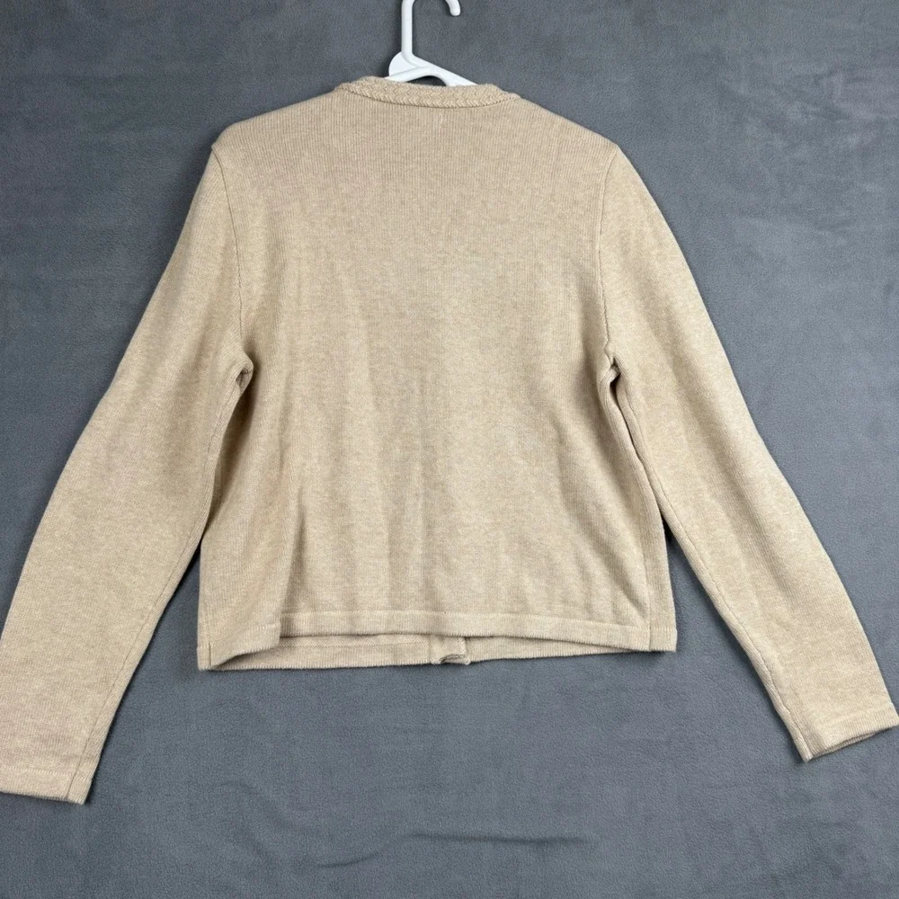 J.Crew Emilie Cardigan Sweater Beige Tan Gold Button Cotton Blend CG824 Womens M - Picture 8 of 8